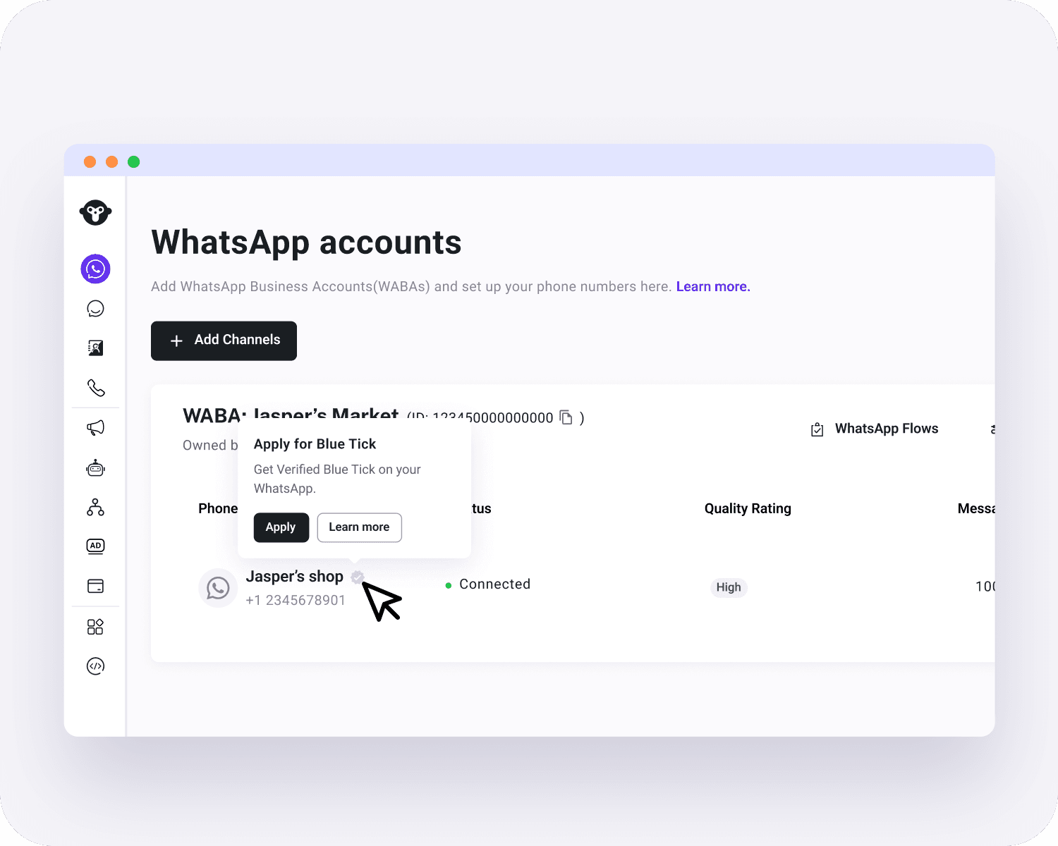 Click "Apply" in Blue Tick Popover